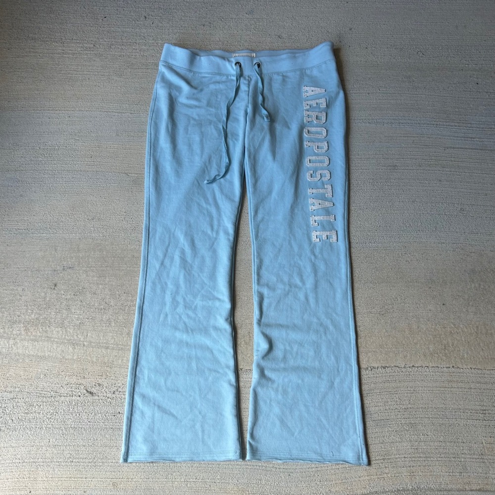Aeropostale Womens Y2K Flared Light Blue Sweatpants